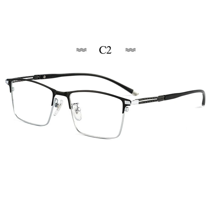 Hotochki Women's Semi Rim Square Brow Line Titanium Eyeglasses 486127