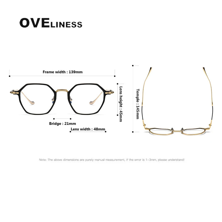 Oveliness Unisex Full Rim Polygon Titanium Eyeglasses Om3133 Full Rim Oveliness   