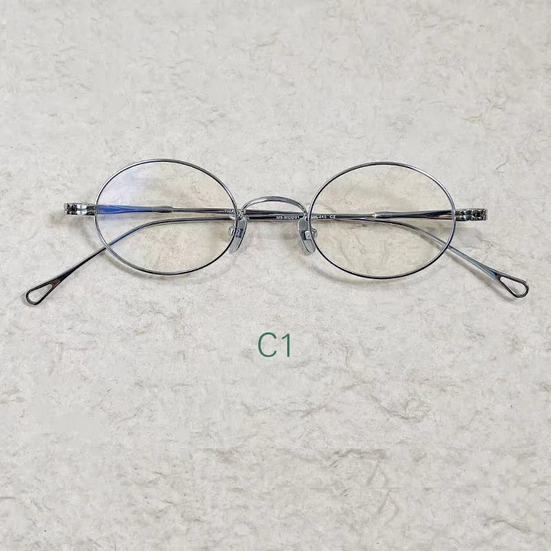 Yujo Unisex Full Rim Oval Pure Titanium Eyeglasses Classic — view 4 | Yujo at FuzWeb
