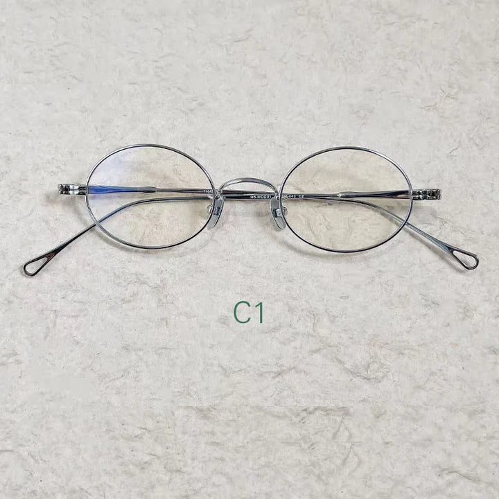 Yujo Unisex Full Rim Oval Pure Titanium Eyeglasses Classic — view 4 | Yujo at FuzWeb