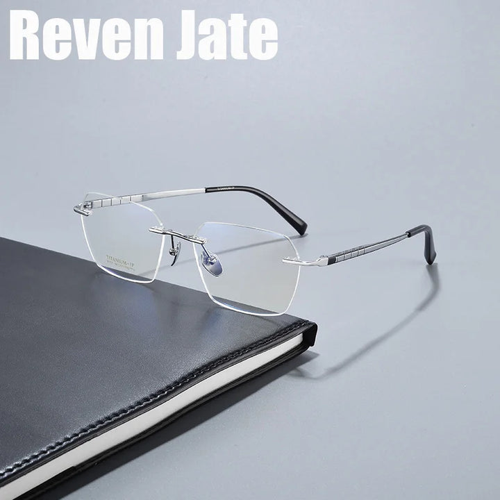 Reven Jate Women's Rimless Polygon Square Titanium Eyeglasses 91101