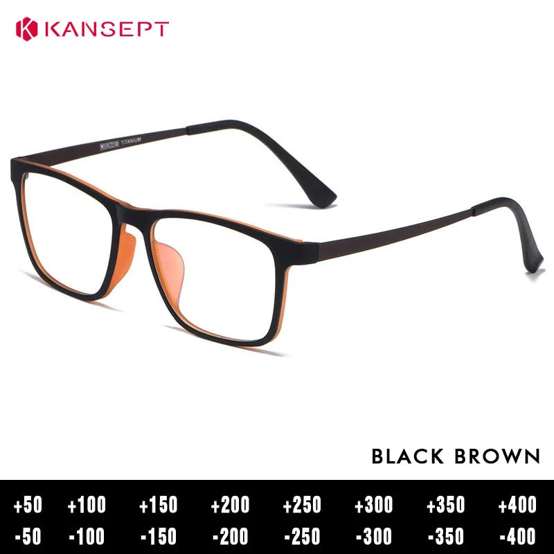Kansept Men's Full Rim Square Tr 90 Titanium Reading Glasses 53068