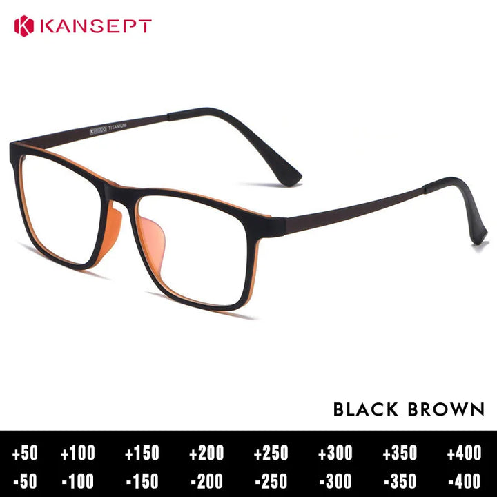 Kansept Men's Full Rim Square Tr 90 Titanium Reading Glasses 53068