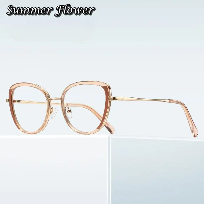 Summer Flower Women's Full Rim Cat Eye TR 90 Titanium Eyeglasses 61347