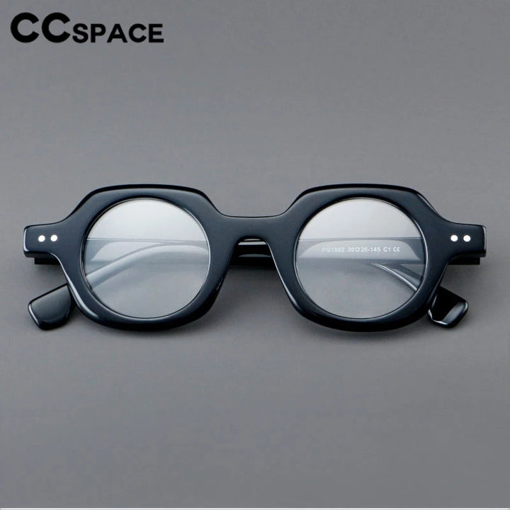 CCspace Unisex Full Rim Flat Top Round Acetate Eyeglasses 301253 Full Rim CCspace   