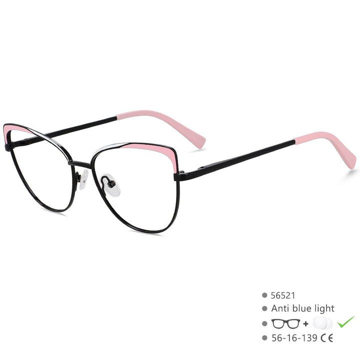 CCspace Women's Full Rim Cat Eye Alloy Eyeglasses 56521 Full Rim CCspace C5BlackPink  