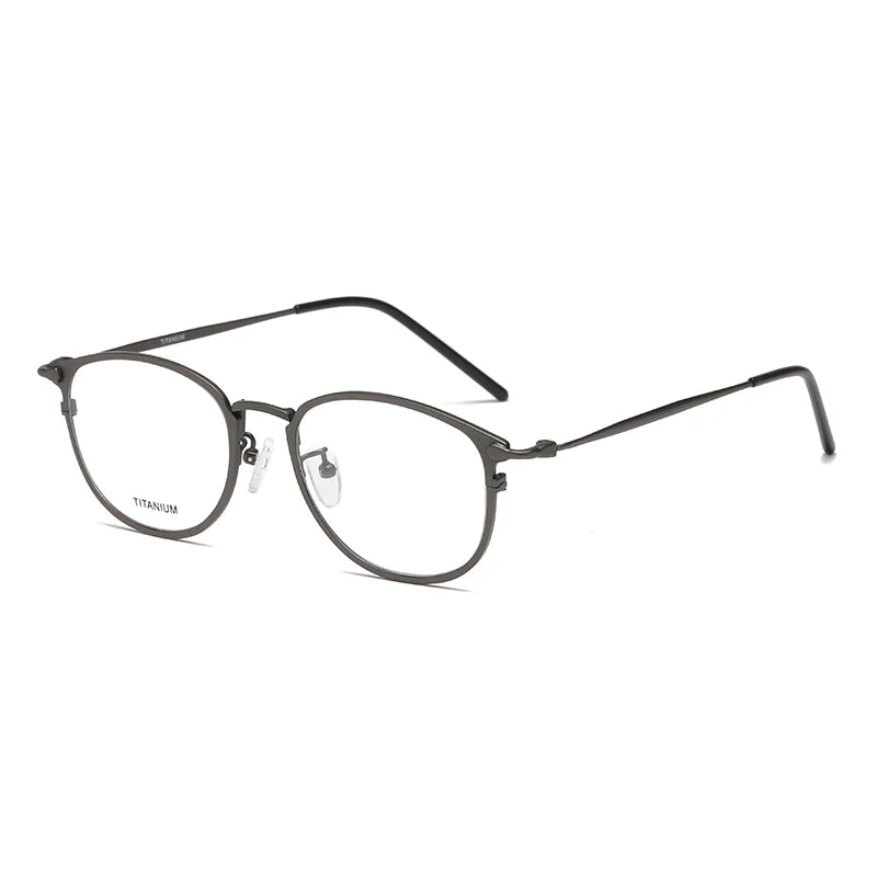 Reven Jate Unisex Full Rim Round Titanium Eyeglasses J1073 Full Rim Reven Jate grey  