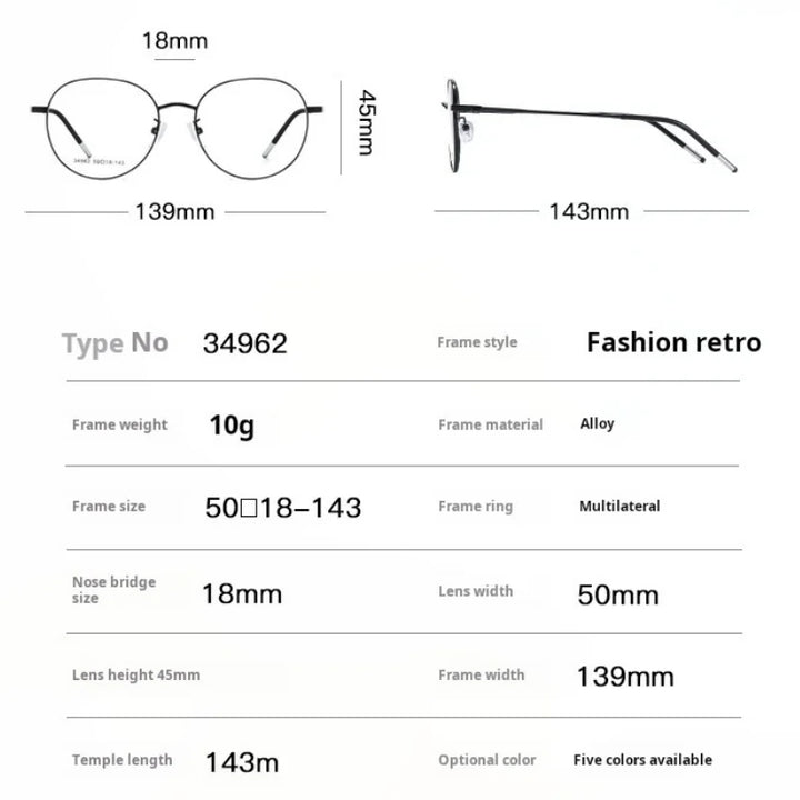 Momoja Unisex Full Rim Flat Top Oval Round Alloy Eyeglasses 734962