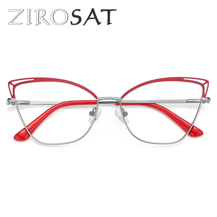 Zirosat Women's Full Rim Square Cat Eye Alloy Eyeglasses 30381