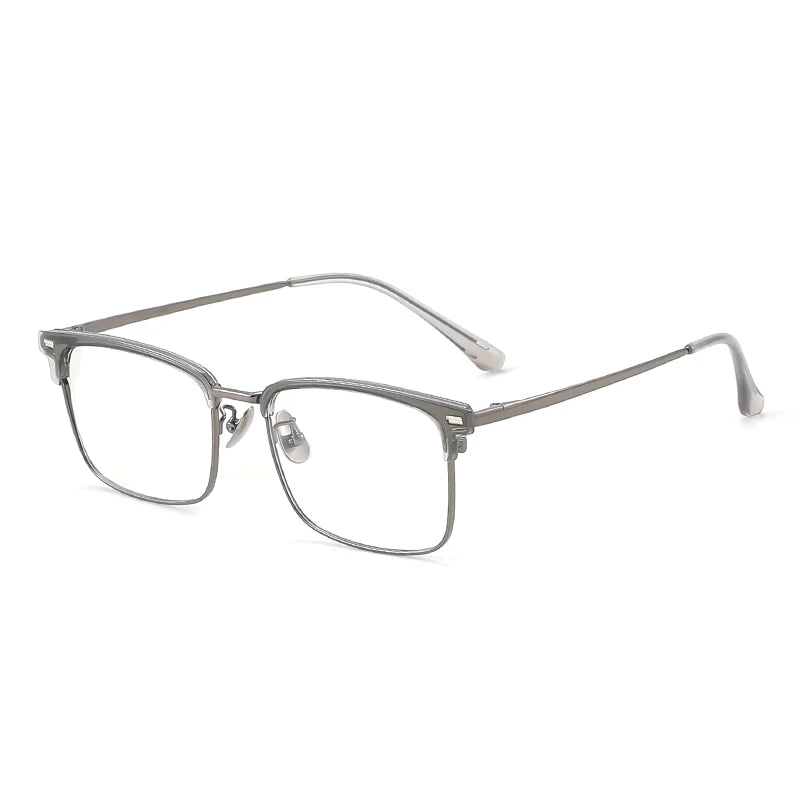 Gmei Unisex Full Rim Square Full Rim Alloy Tr 90 Eyeglasses 8207 Full Rim Gmei Optical C4 Grey  