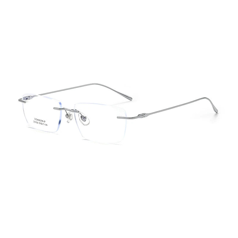 Yimaruili Unisex Rimless Square Titanium Eyeglasses Y233525 Rimless Yimaruili Eyeglasses   