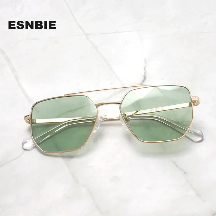 Esnbie 251101 Womens Full Rim Square Double Bridge Alloy Sunglasses — view 1 | Esnbie at FuzWeb