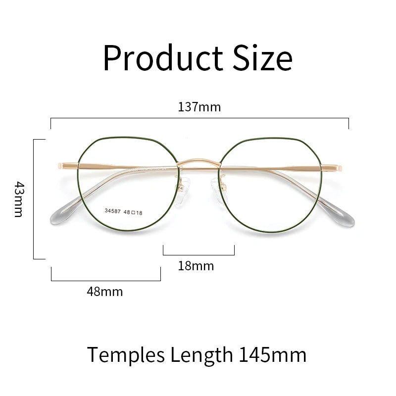 KatKani Women's Full Rim Flat Top Polygonal Alloy Eyeglasses 34587 Full Rim KatKani Eyeglasses   