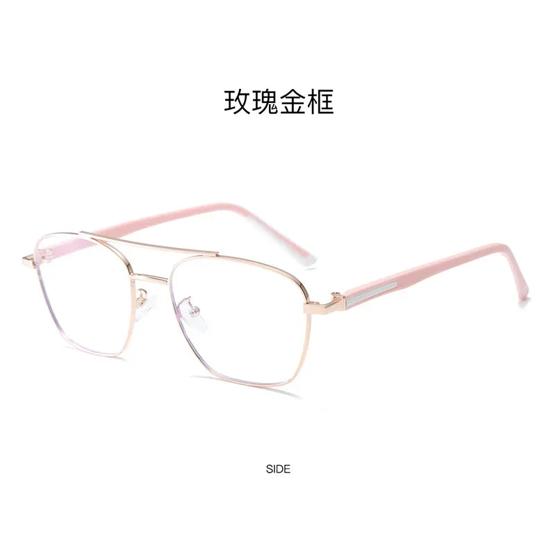 Aror Unisex Full Rim Square Double Bridge Alloy Tr 90 Eyeglasses 39491