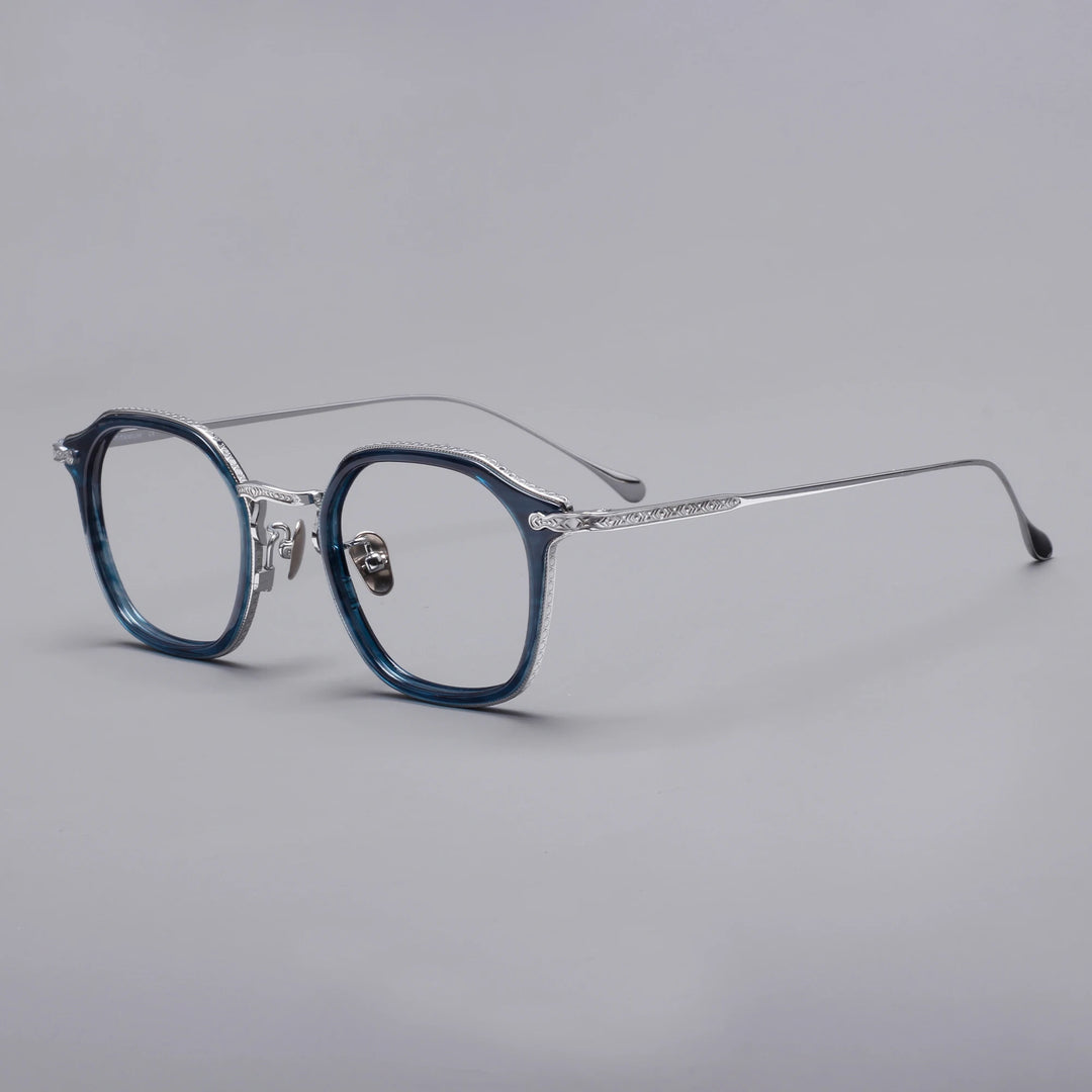 Black Mask Unisex Full Rim Square Acetate Titanium Eyeglasses 396108