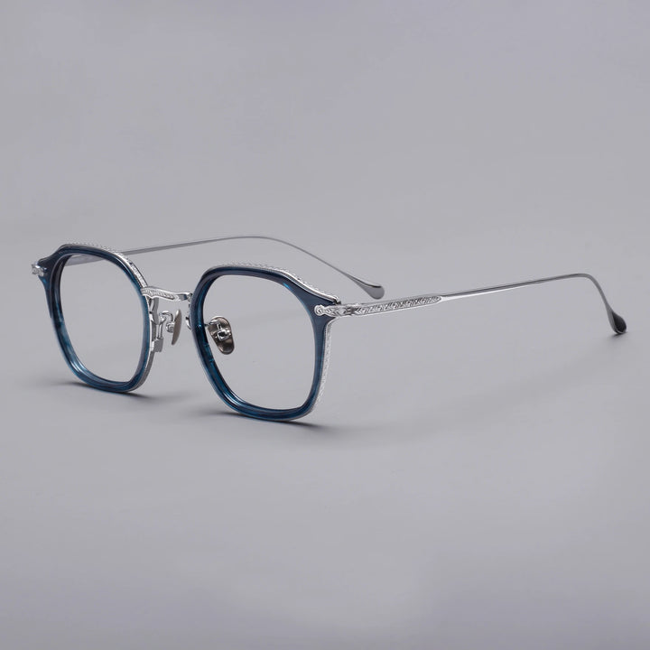 Black Mask Unisex Full Rim Square Acetate Titanium Eyeglasses 396108