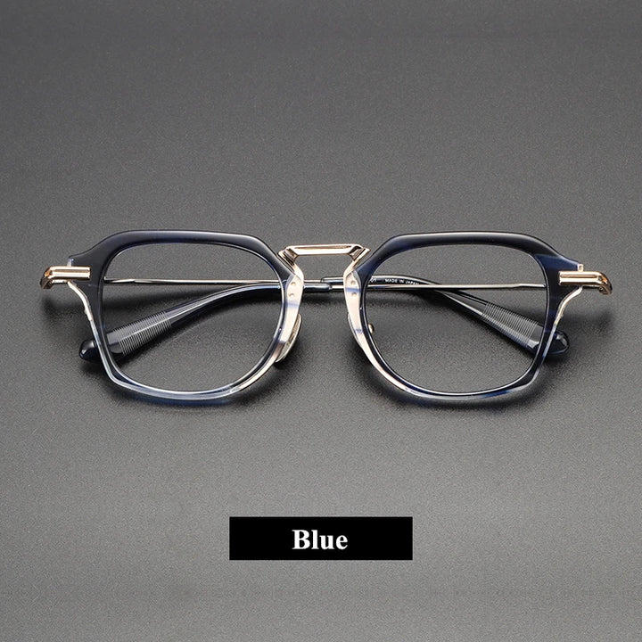 Black Mask Unisex Full Rim Big Square Titanium Acetate Eyeglasses 61413