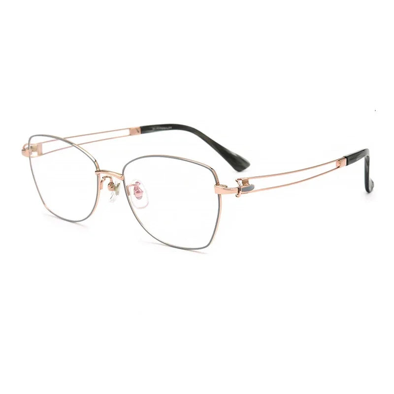 Aror Unisex Full Rim Square Cat Eye Titanium Eyeglasses 95232 Full Rim Aror C2