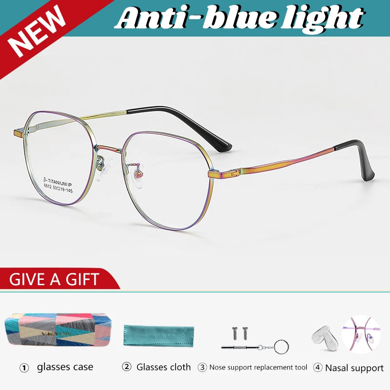 Vicky Unissex Full Rim Flat Top Oval Titanium Reading Glasses V6612 Reading Glasses Vicky -150 K6612-C4-COLORFUL 