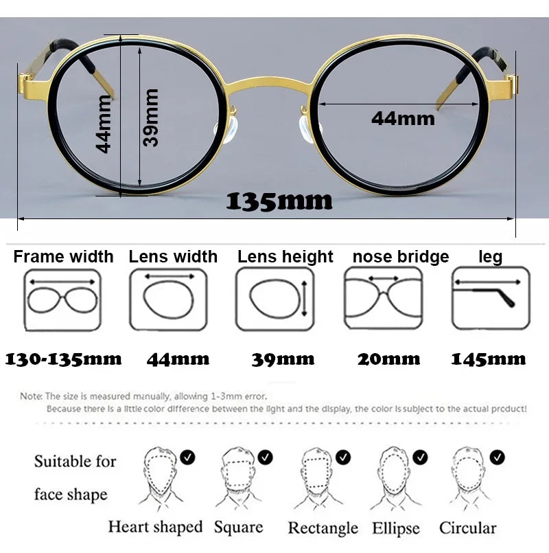 Aimee Women's Full Rim Round Screwless Titanium Acetate Eyeglasses 61011