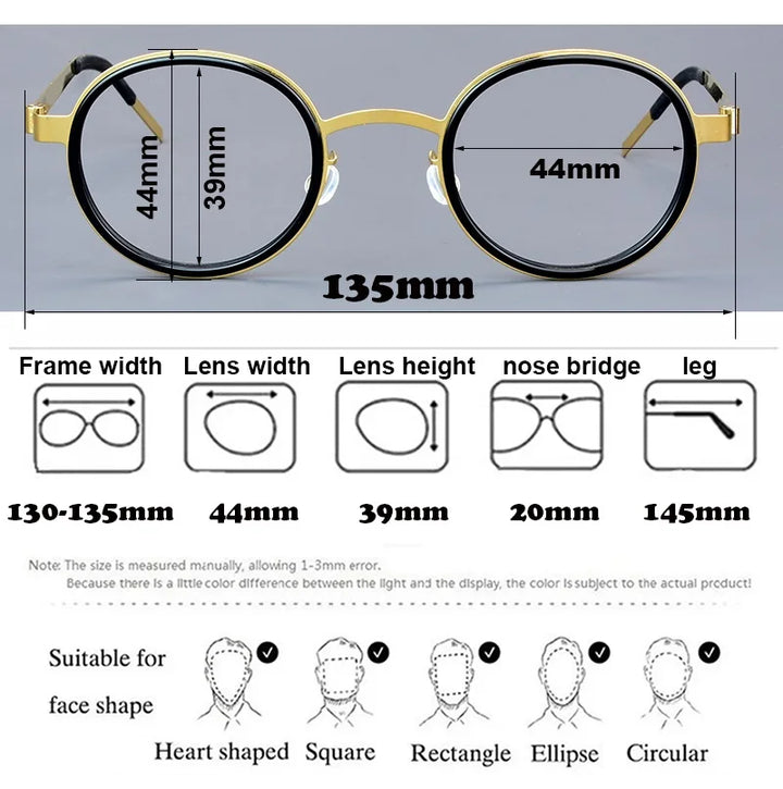Aimee Women's Full Rim Round Screwless Titanium Acetate Eyeglasses 61011