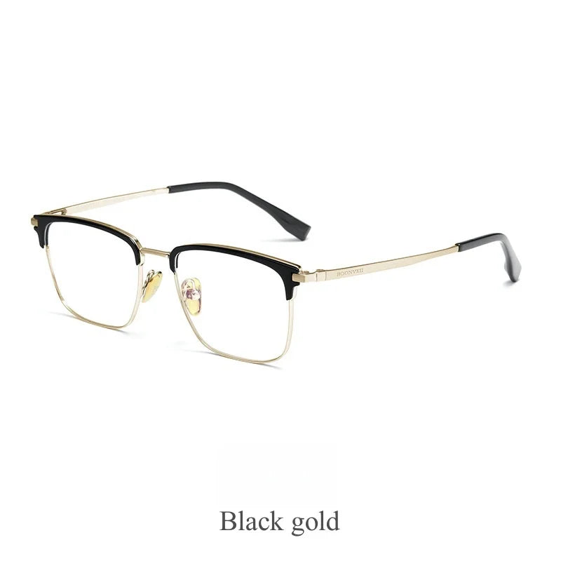KatKani Mens Full Rim Browline Square Titanium Eyeglasses Bv7206v Full Rim KatKani Eyeglasses BlackGold  