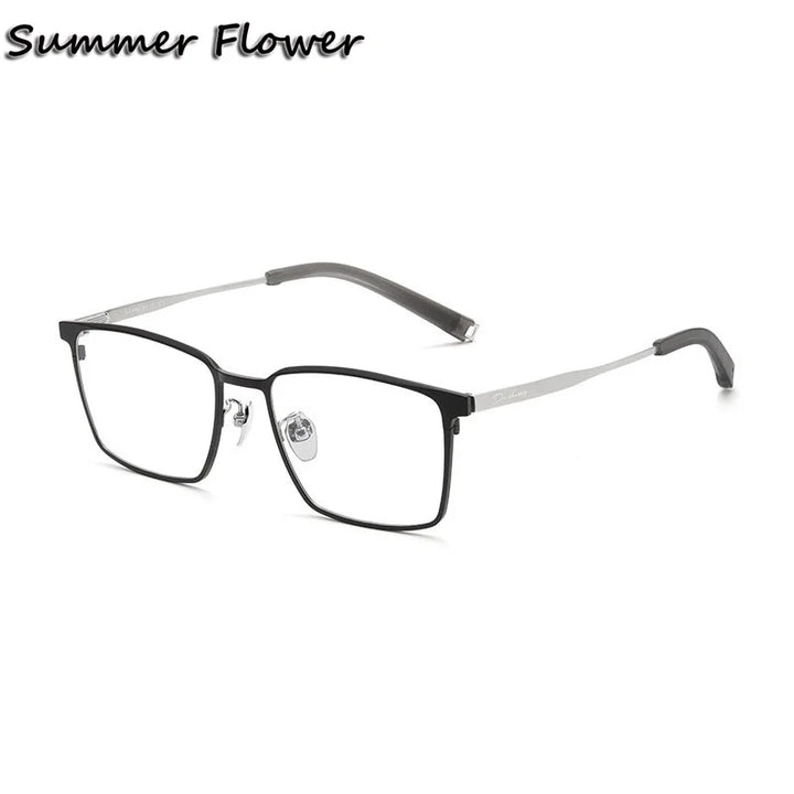 Summer Flower Women's Full Rim Square Tr 90 Titanium Eyeglasses 89861 Full Rim Summer Flower Black Silver