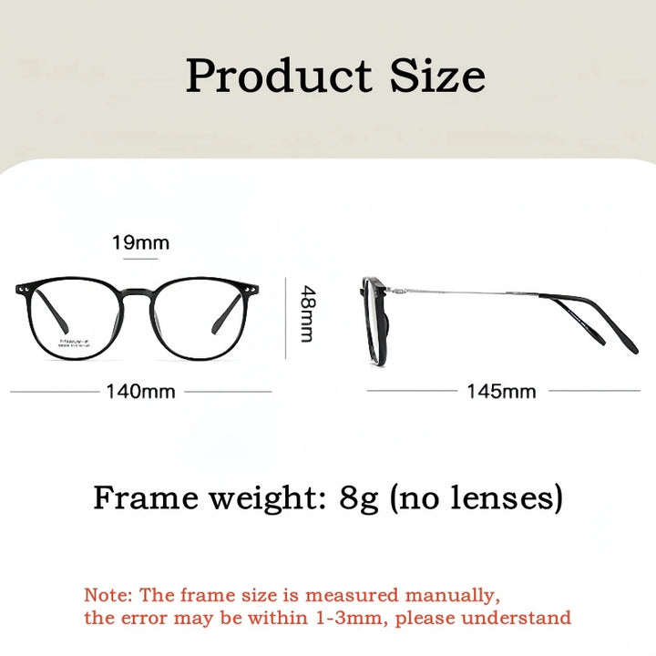 Yimaruili Unisex Full Rim Square Round Tr 90 Titanium Eyeglasses 638309