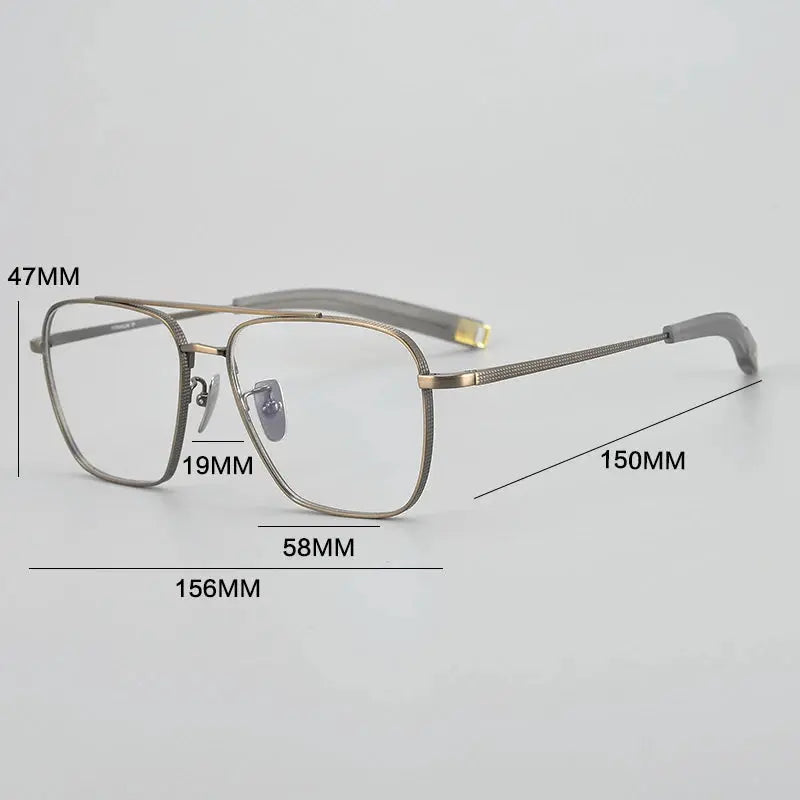 Gatenac Men's Full Rim Big Square Double Bridge Titanium Eyeglasses 815004 FuzWeb
