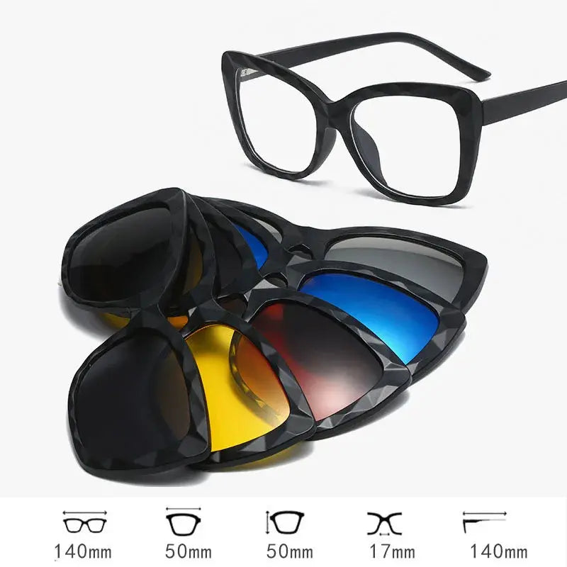 Hdcrafter Unisex Full Rim Square Acetate Frames  With Clip On Sunglasses 515670 Hdcrafter Eyeglasses
