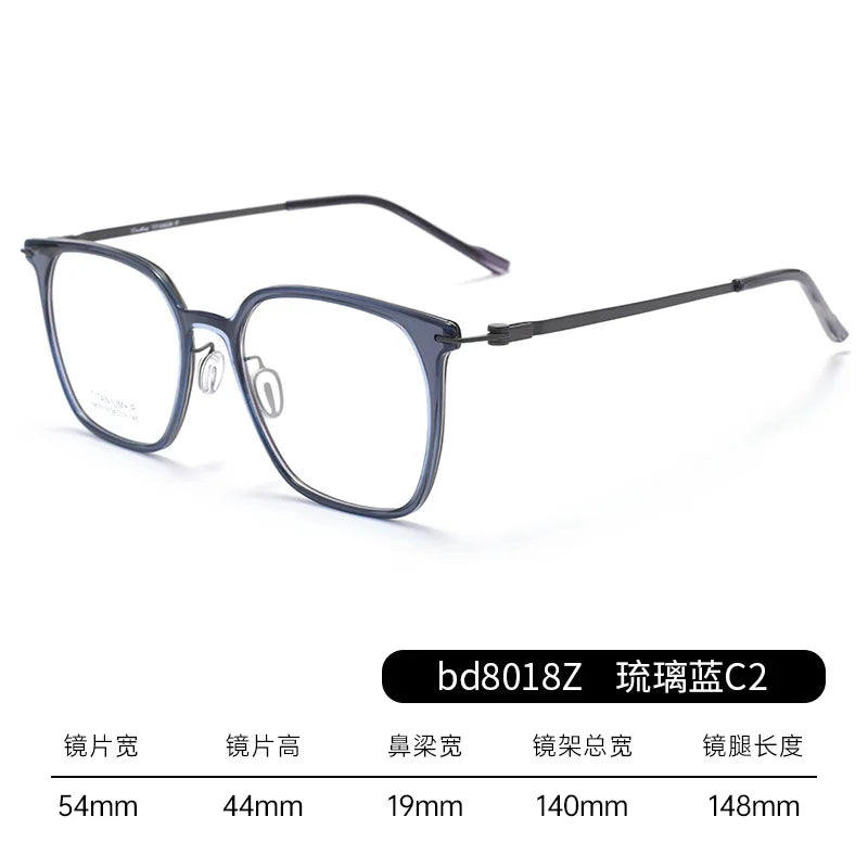 Bclear Unisex Full Rim Square Tr 90 Titanium Eyeglasses 18018