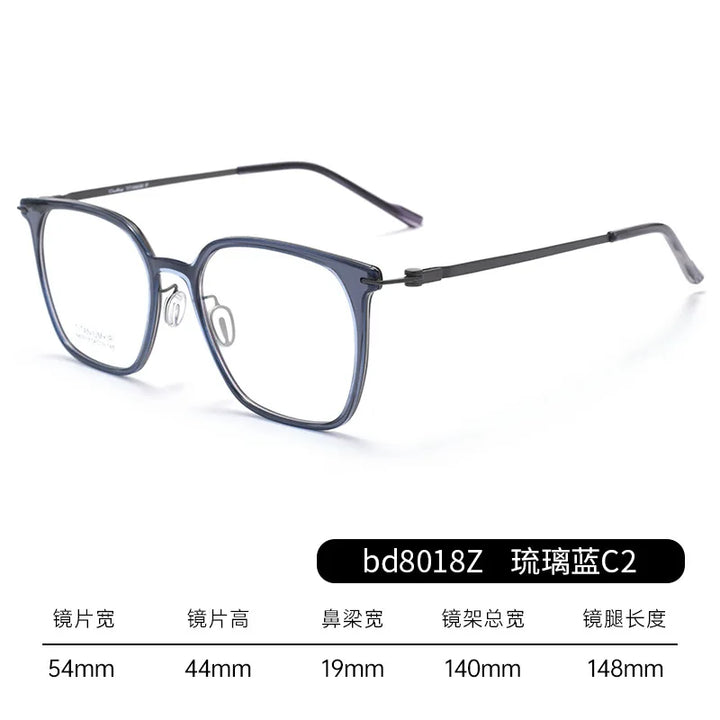 Bclear Unisex Full Rim Square Tr 90 Titanium Eyeglasses 18018