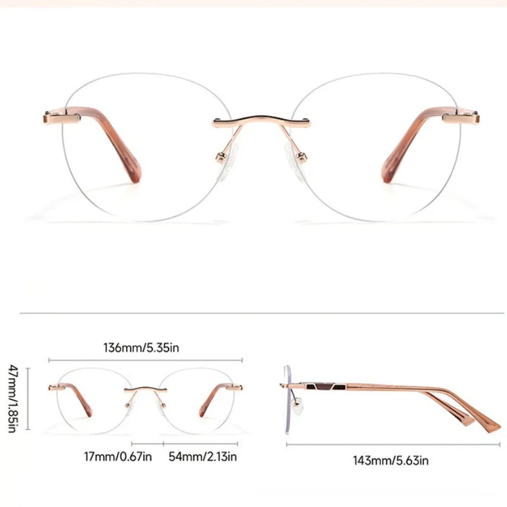 Xbora Women's Rimless Round Oval Alloy Tr 90 Eyeglasses 579008