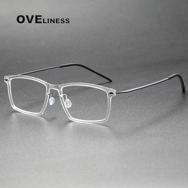 Oveliness Women's Full Rim Square Acetate Titanium Eyeglasses 366544