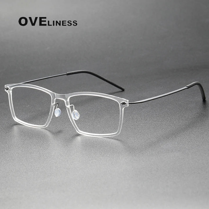 Oveliness Women's Full Rim Square Acetate Titanium Eyeglasses 366544