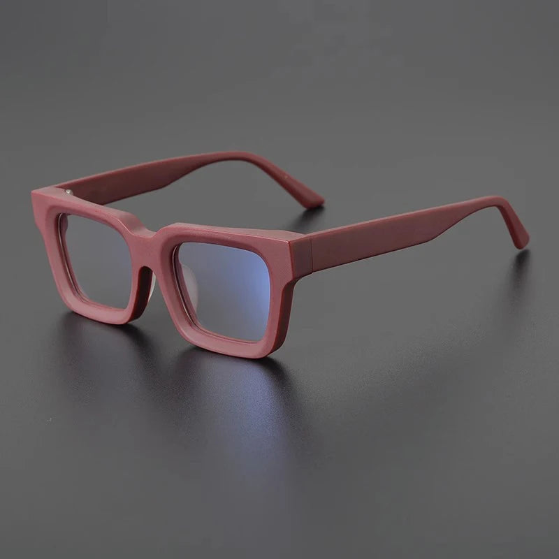 Cubojue Unisex Full Rim Square Acetate Reading Glasses M00300 Reading Glasses Cubojue Red 0 