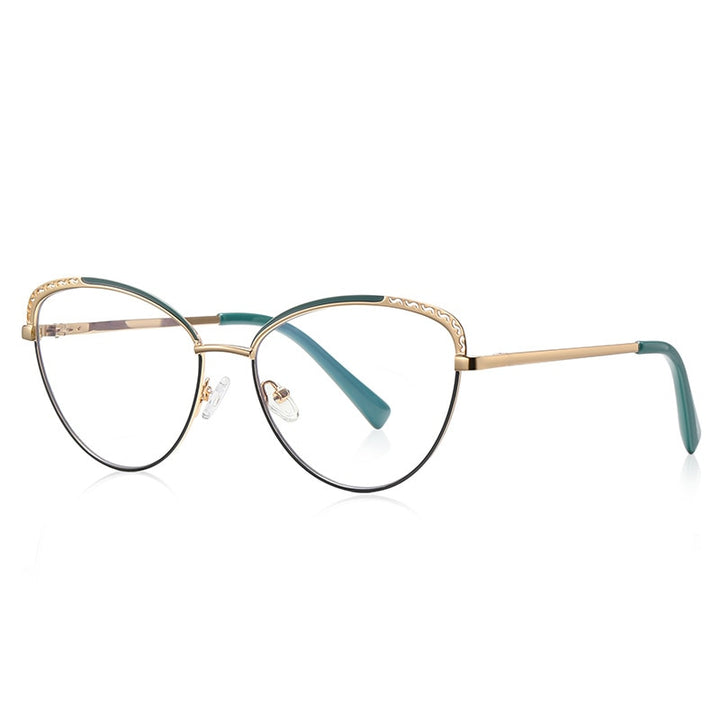 CCspace Women's Full Rim Square Cat Eye Alloy Eyeglasses 56798 Full Rim CCspace C6Green  