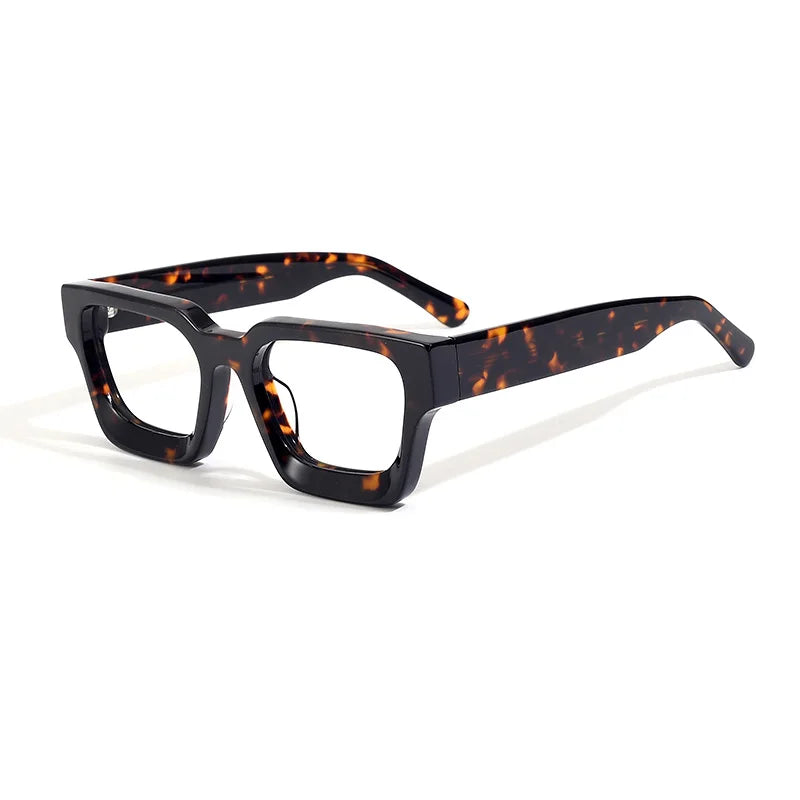 Black Mask Unisex Full Rim Polygon Square Acetate Eyeglasses 41439 Full Rim Black Mask Tortoise  