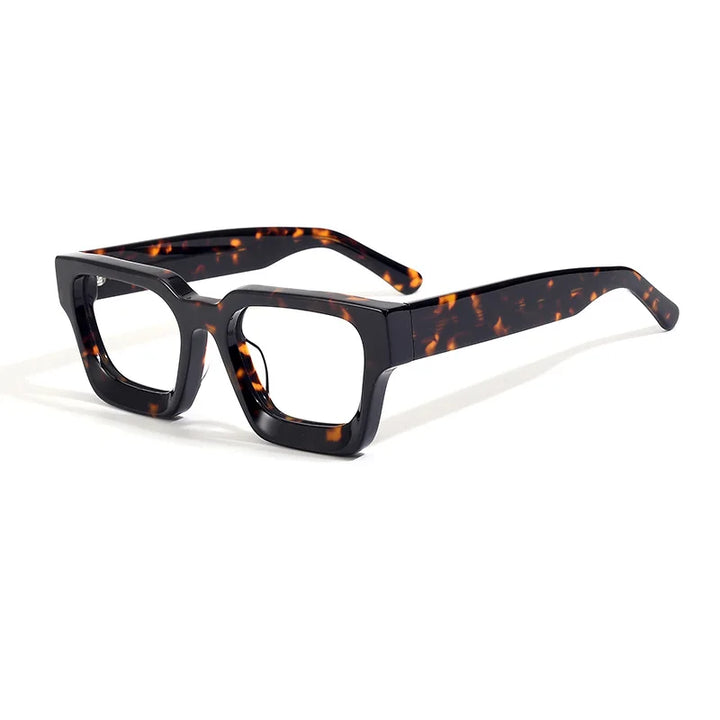 Black Mask Unisex Full Rim Square Brow Line Acetate Eyeglasses 71439
