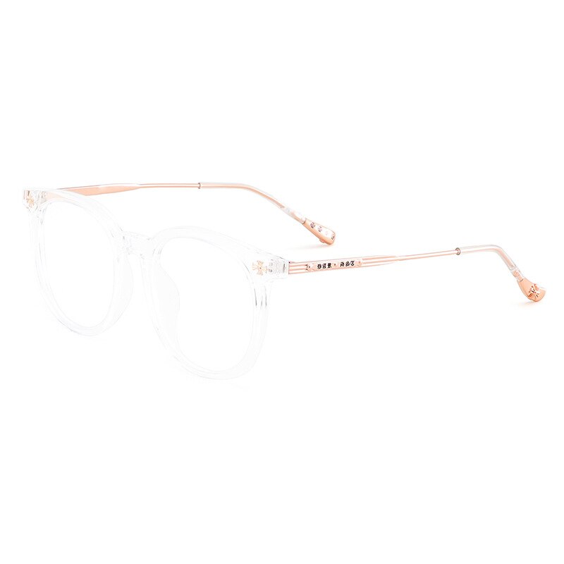KatKani Unisex Full Rim Square Round Tr 90 Alloy Eyeglasses 01207 Full Rim KatKani Eyeglasses TransparentRoseGold  