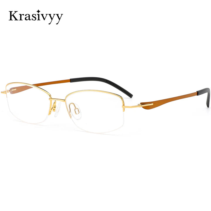 Krasivyy Unisex Semi Rim Oval Screwless Titanium Eyeglasses 350031