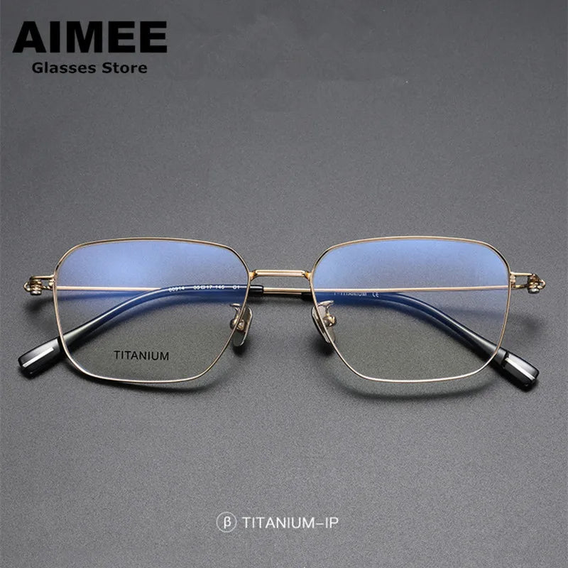 Aimee Unisex Full Rim Square Polygon Titanium Eyeglasses 80914 Full Rim Aimee   