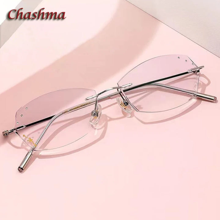 Chashma Ochki Women's Rimless Oval Titanium Eyeglasses 8983 Rimless Chashma Ochki   