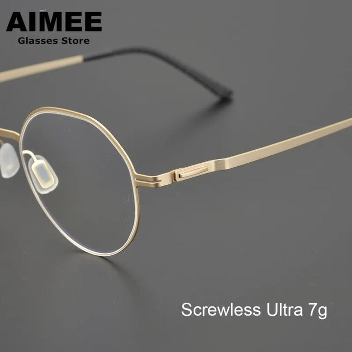 Aimee Unisex Full Rim Flat Top Round Stainless Steel Eyeglasses 13219 Full Rim Aimee   