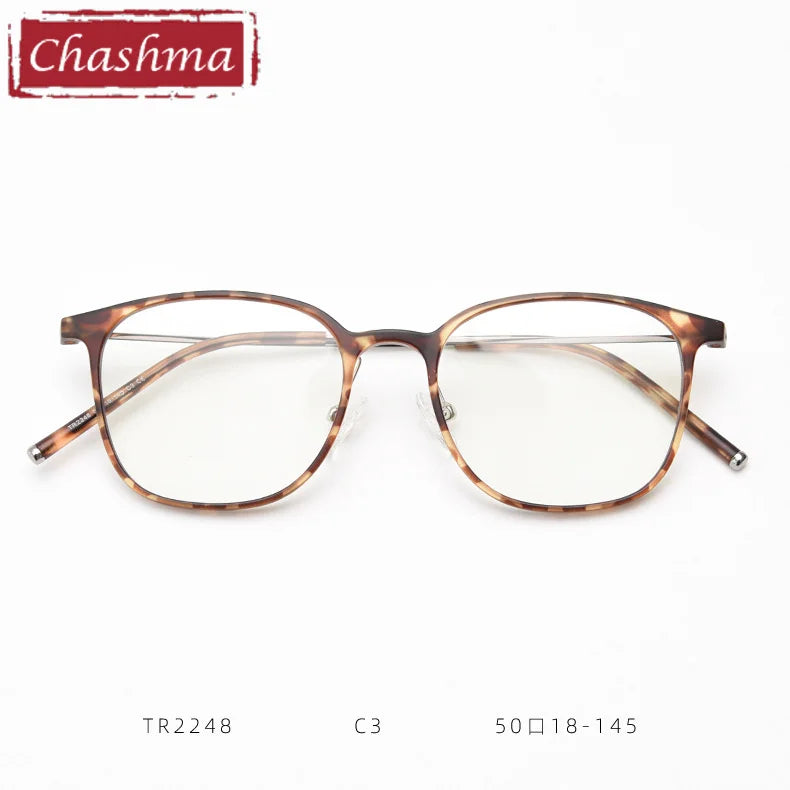 Chashma Women's Full Rim Square Tr 90 Titanium Eyeglasses 92248 Full Rim Chashma Leopard