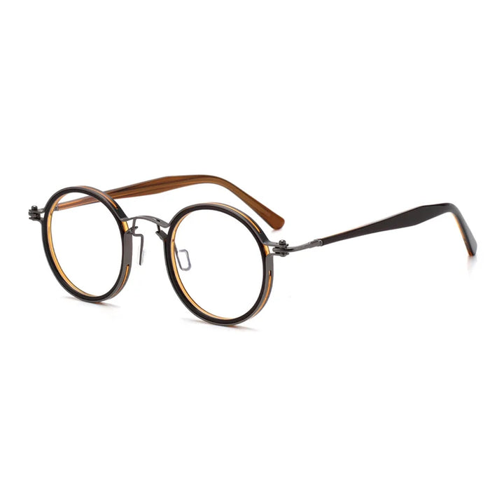 Ralferty Unisex Full Rim Round Acetate Titanium Prescription Eyeglasses X5862 - view 9