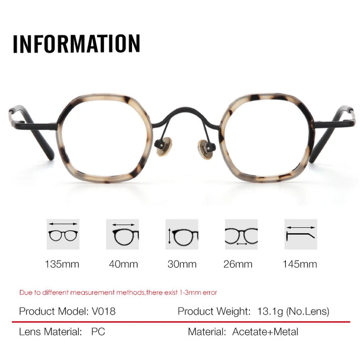Aror Women's Full Rim Flat Top Square Alloy Acetate Eyeglasses 74018