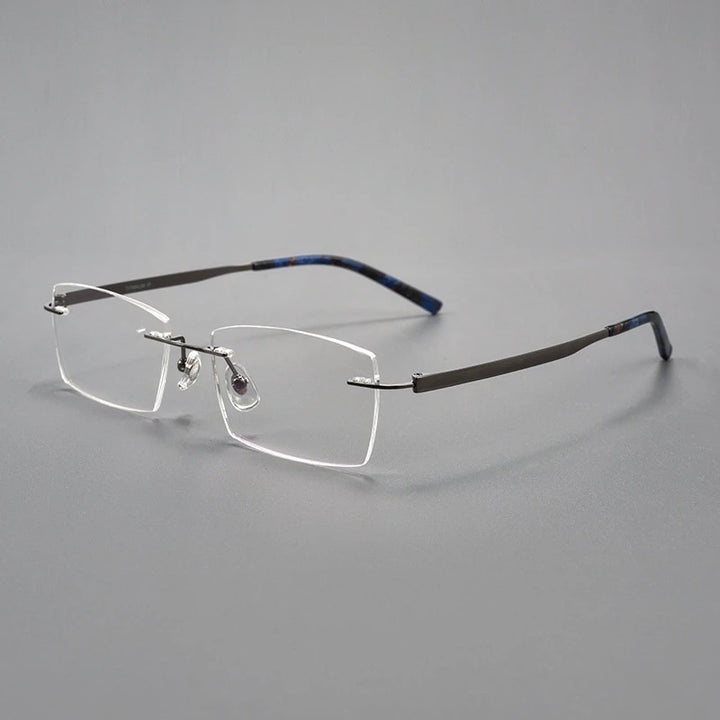 Yimaruili Men's Rimless Square Titanium Eyeglasses 15802