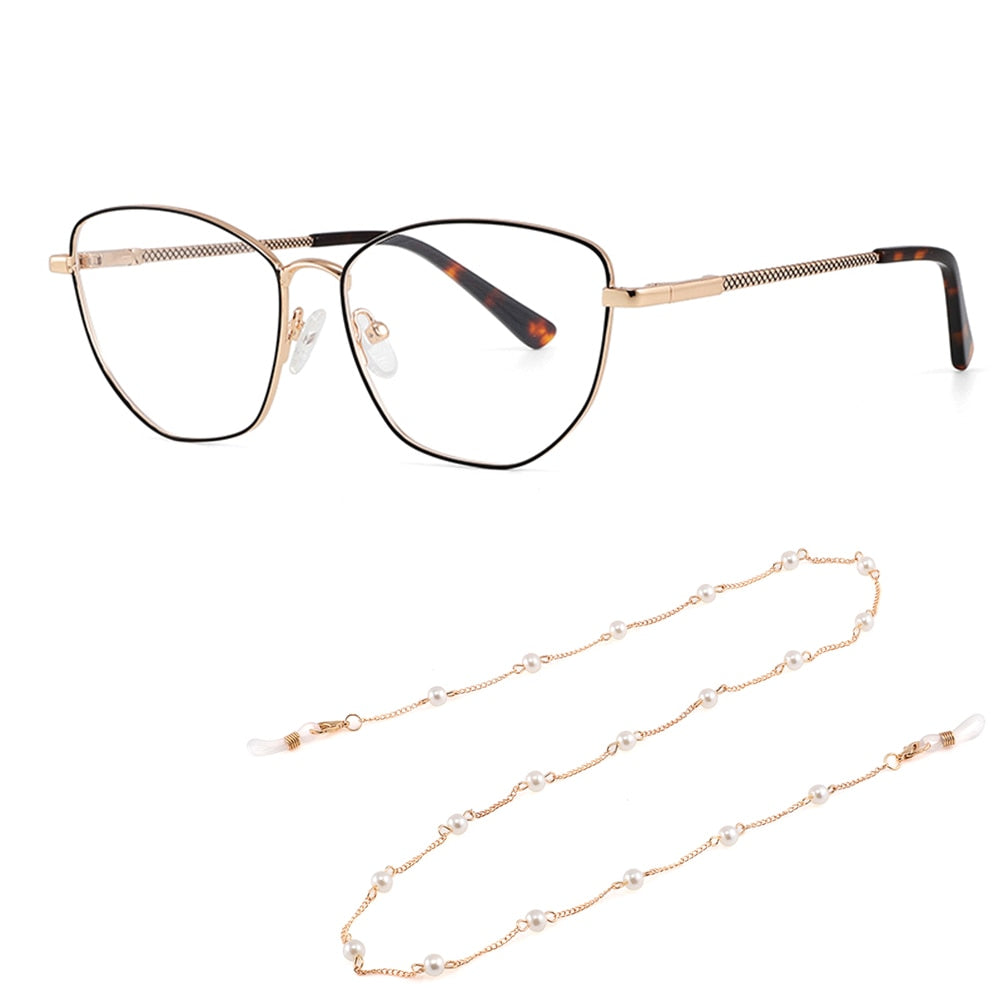 Laoyehui Women's Full Rim Square Alloy Presbyopic Reading Glasses Glr8883 Reading Glasses Laoyehui 0(NO BLUE LIGHT) C1 With Chains 