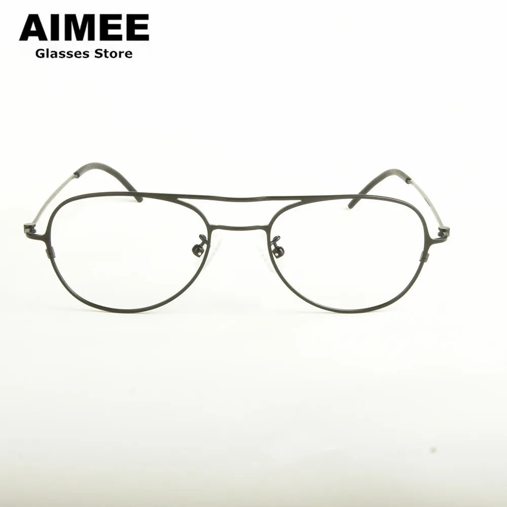 Aimee Unisex Full Rim Oval Double Bridge Titanium Eyeglasses 14507 Full Rim Aimee   